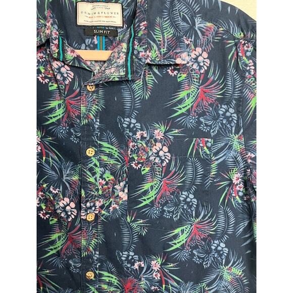 Denim & Flower Size Large Hawaiian Floral Slim Fit Cotton Shirt - Picture 6 of 10